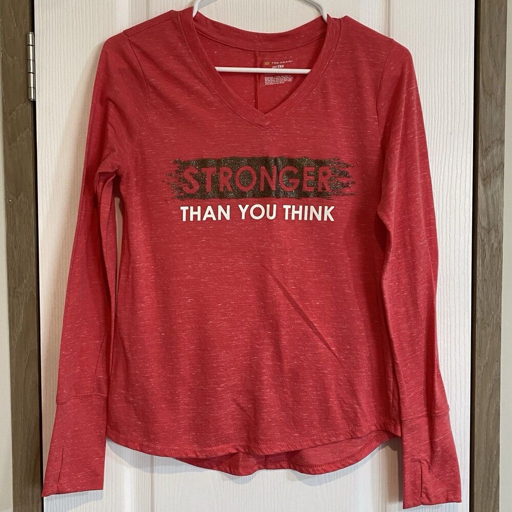 Tek Gear Dry tek long sleeve t-shirt womens sz S coral thumb holes activewear